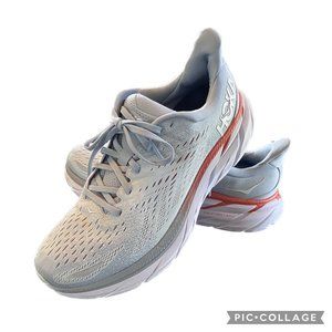 Hoka Clifton 8 Womens Running Shoes Size 10.5 Wide Gray Blue Fog Plein Air